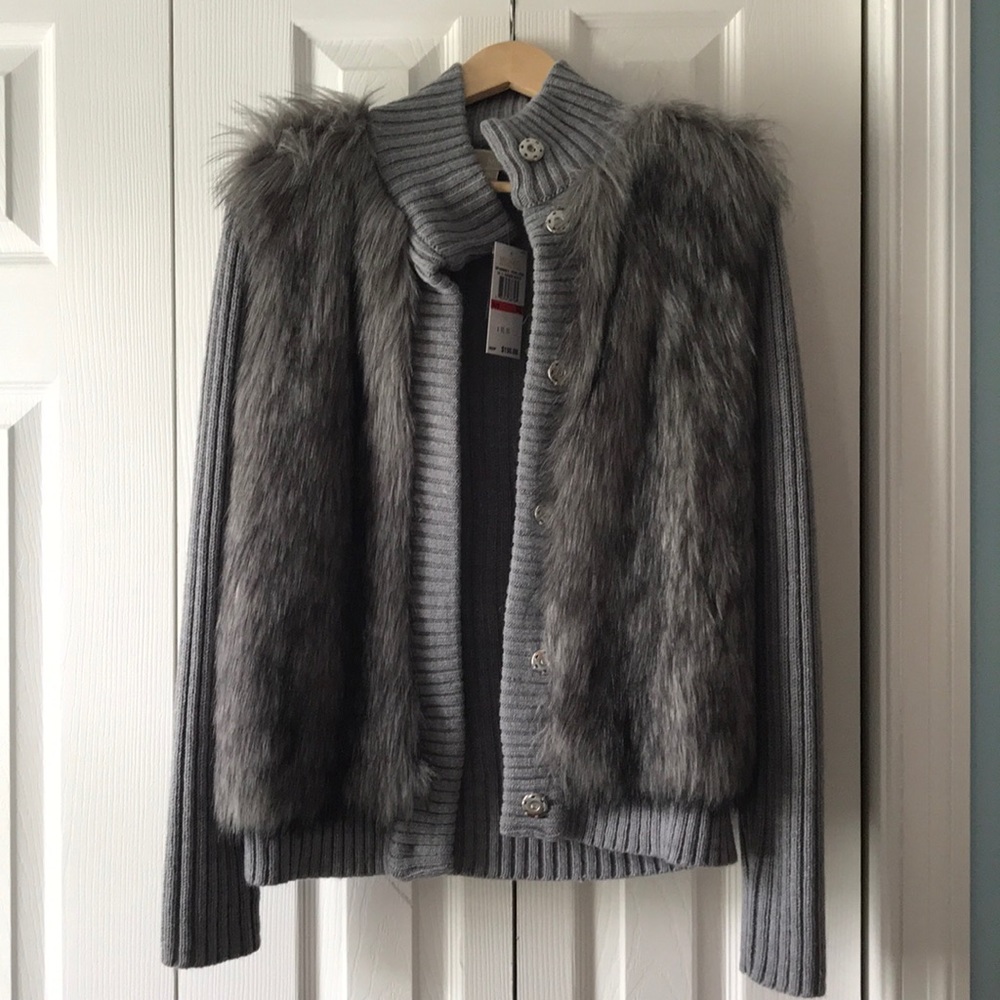 Michael Kors Faux Fur Sweater Jacket